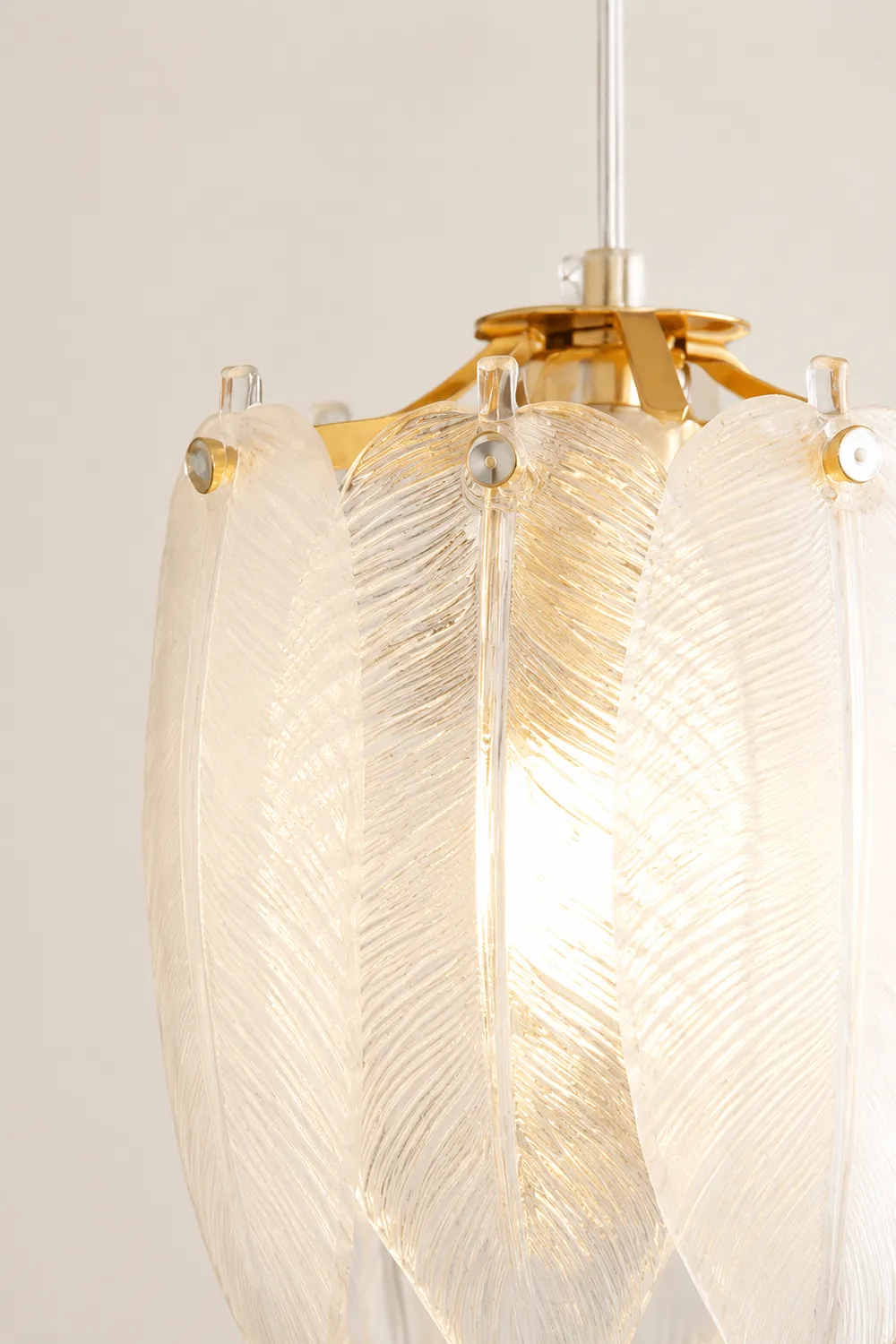French Style Feather Glass Pendant Light - Lumpaz