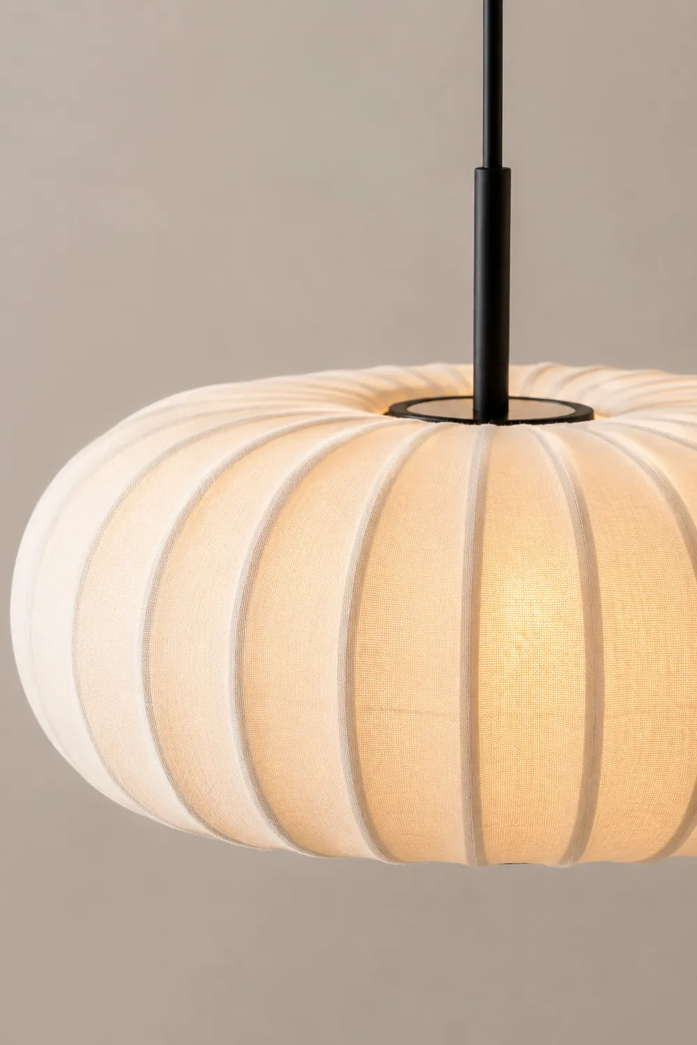 Wabi-Sabi White Fabric Drum Pendant Light - Lumpaz