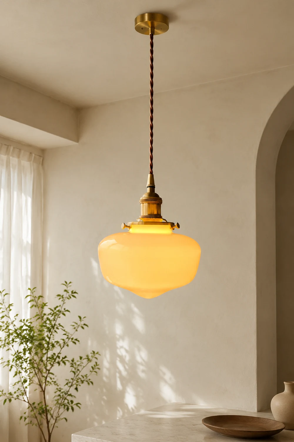 Retro Lantern Glass Pendant Hanging Light - Lumpaz
