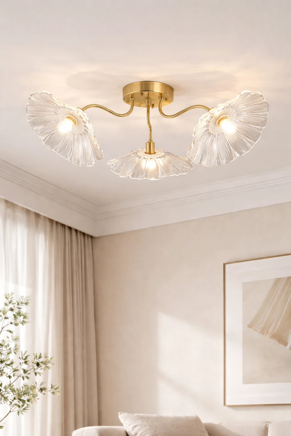 Vintage Lotus Leaf Glass Ceiling Light - Lumpaz