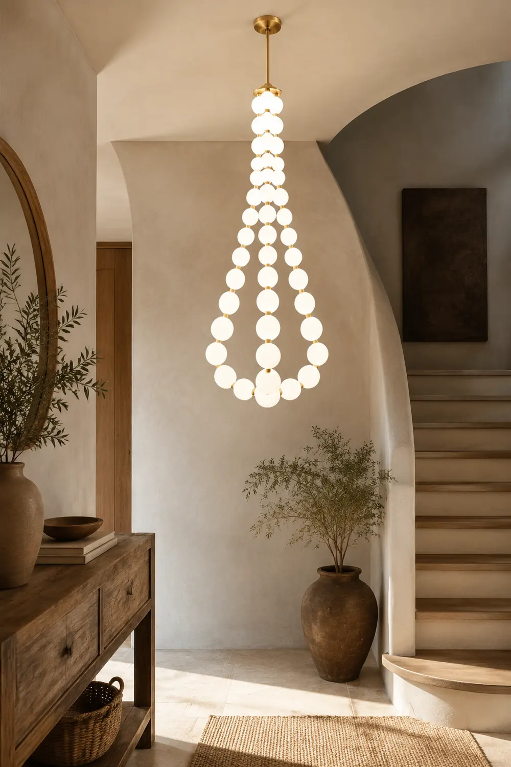 Art Deco White Bubble LED Chandelier For Staircase - Lumpaz