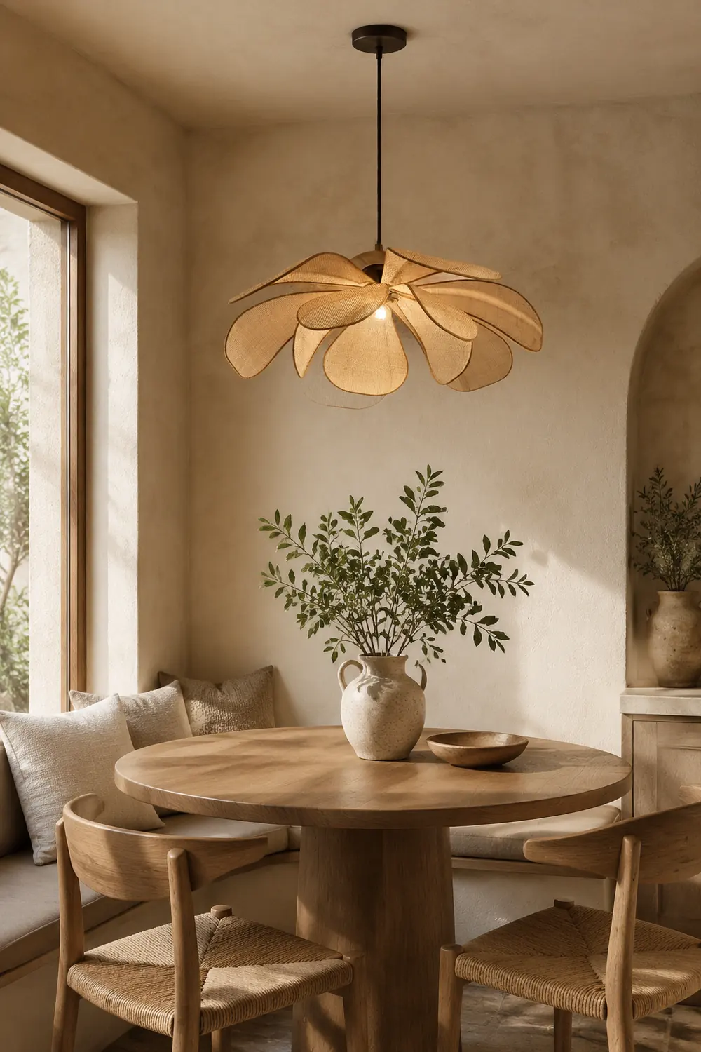 Vintage Petal Rattan Ceiling Pendant Light - Lumpaz