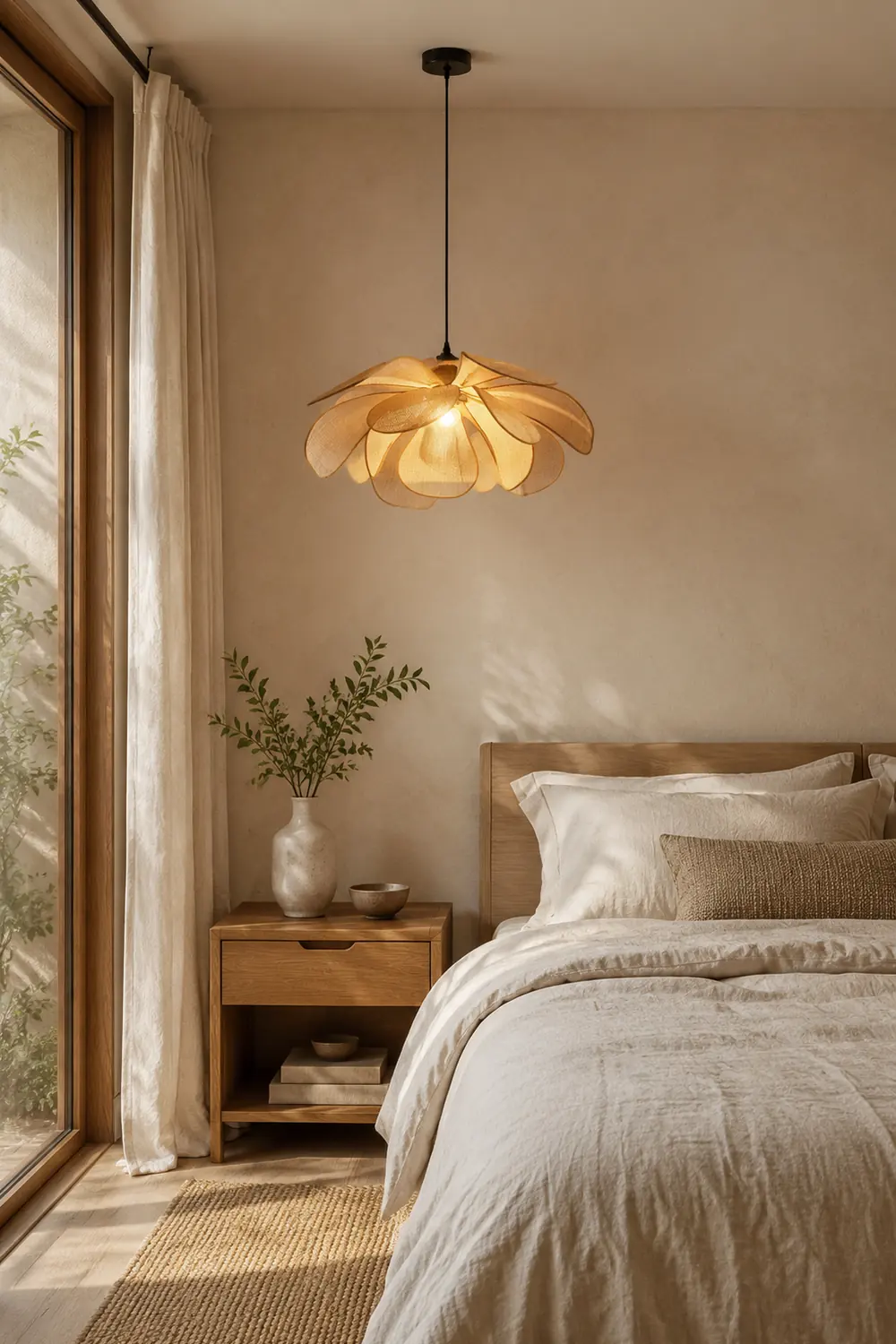 Vintage Petal Rattan Ceiling Pendant Light - Lumpaz