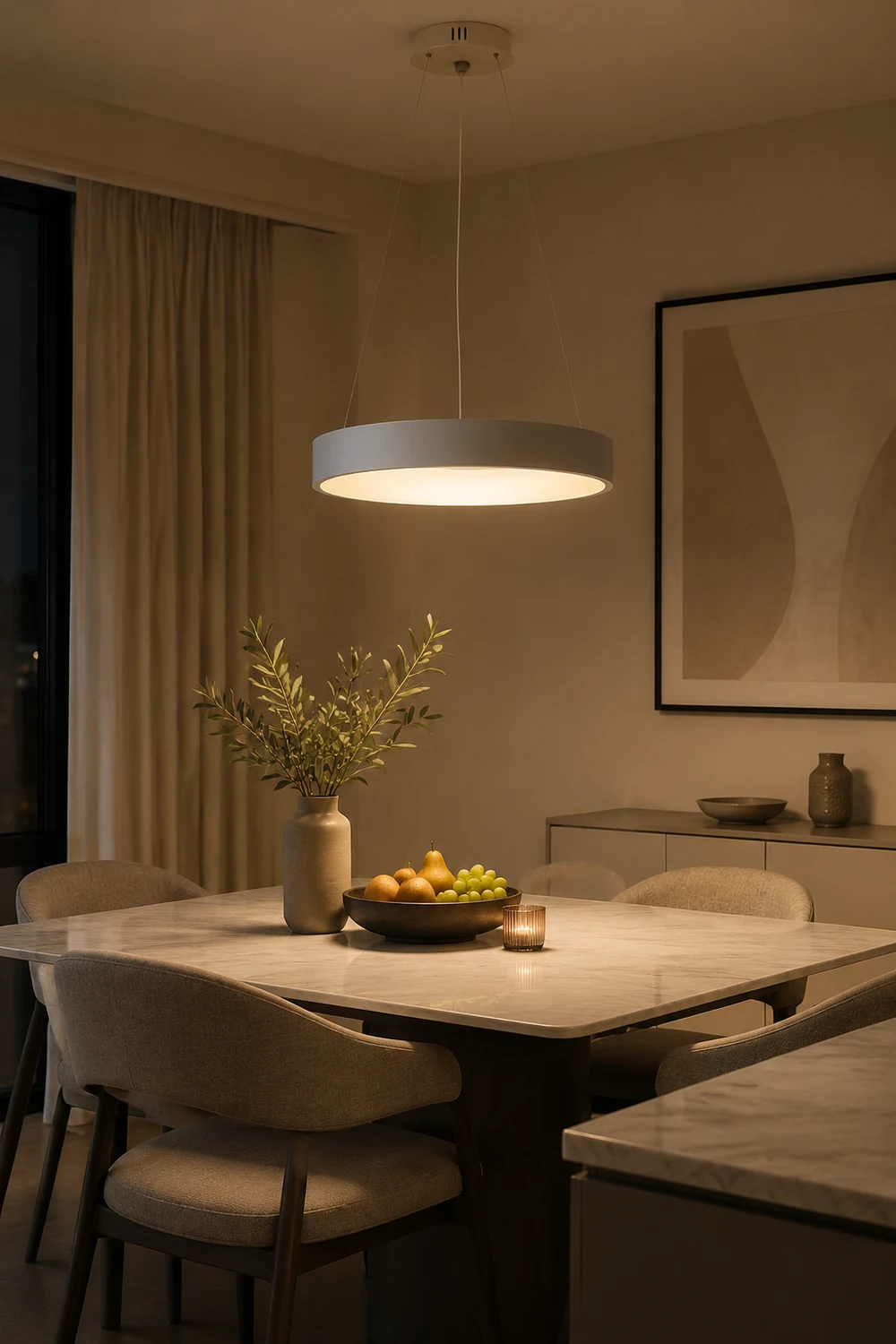 White LED Ribbed Hoop Pendant Ceiling Lights - Lumpaz
