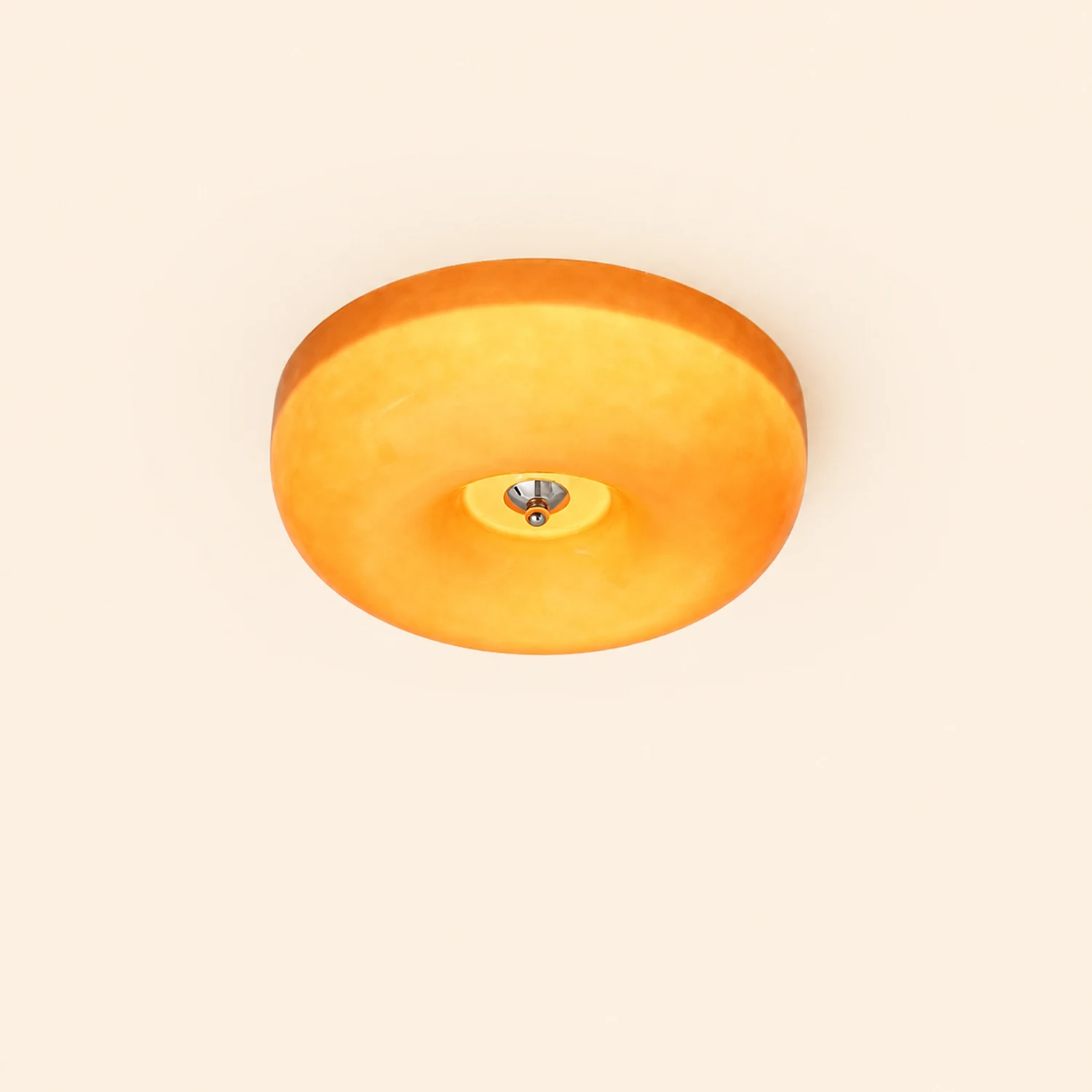 Cream Round Ceiling Lamp Simple Glass Ceiling Light For Bedroom - Lumpaz