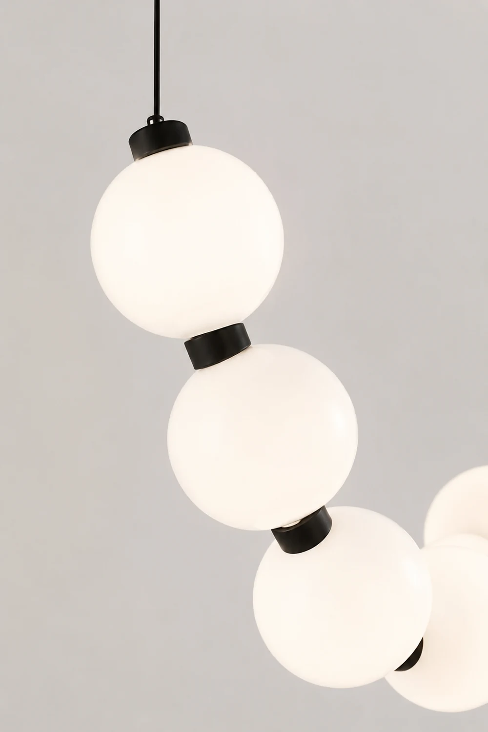White Ball Bubble Brushed Copper Large Chandelier - Lumpaz