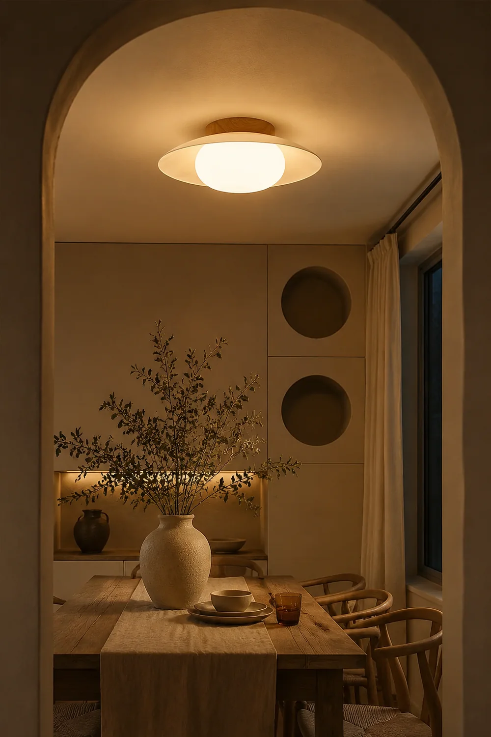Cream Round White Ceiling Light - Lumpaz
