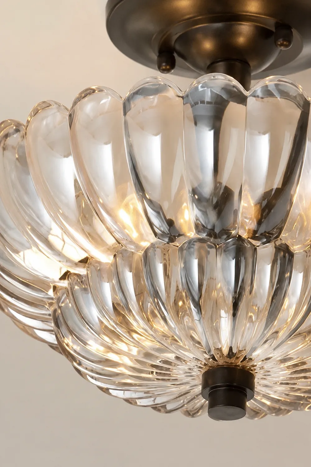 Vintage Amber Glass Semi-Flush Ceiling Light Shades Of Light - Lumpaz