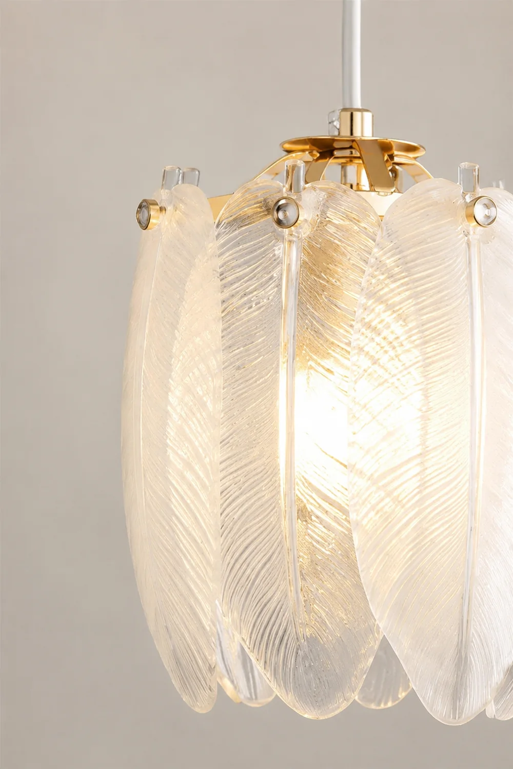 French Style Feather Glass Pendant Light - Lumpaz