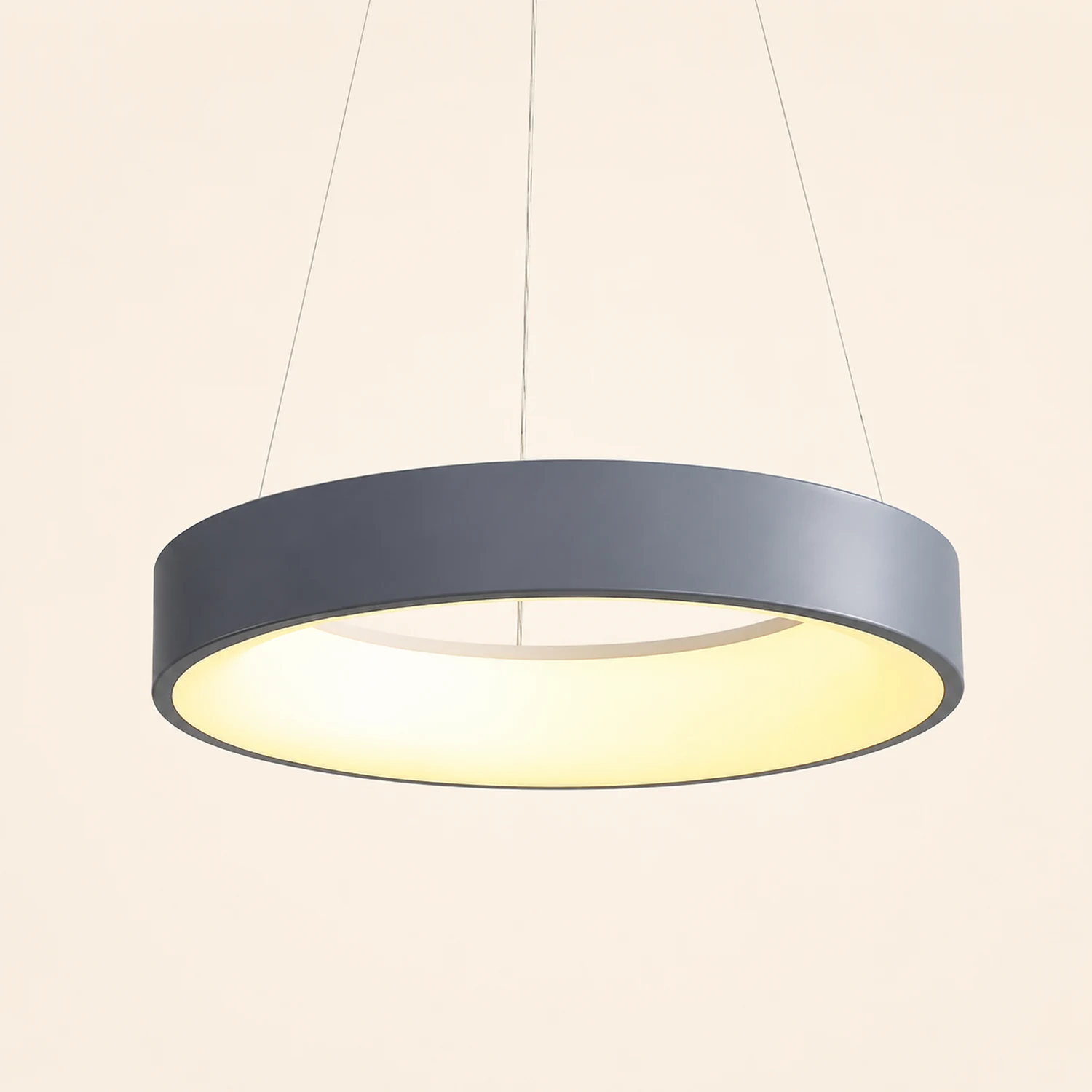 White LED Ribbed Hoop Pendant Ceiling Lights - Lumpaz