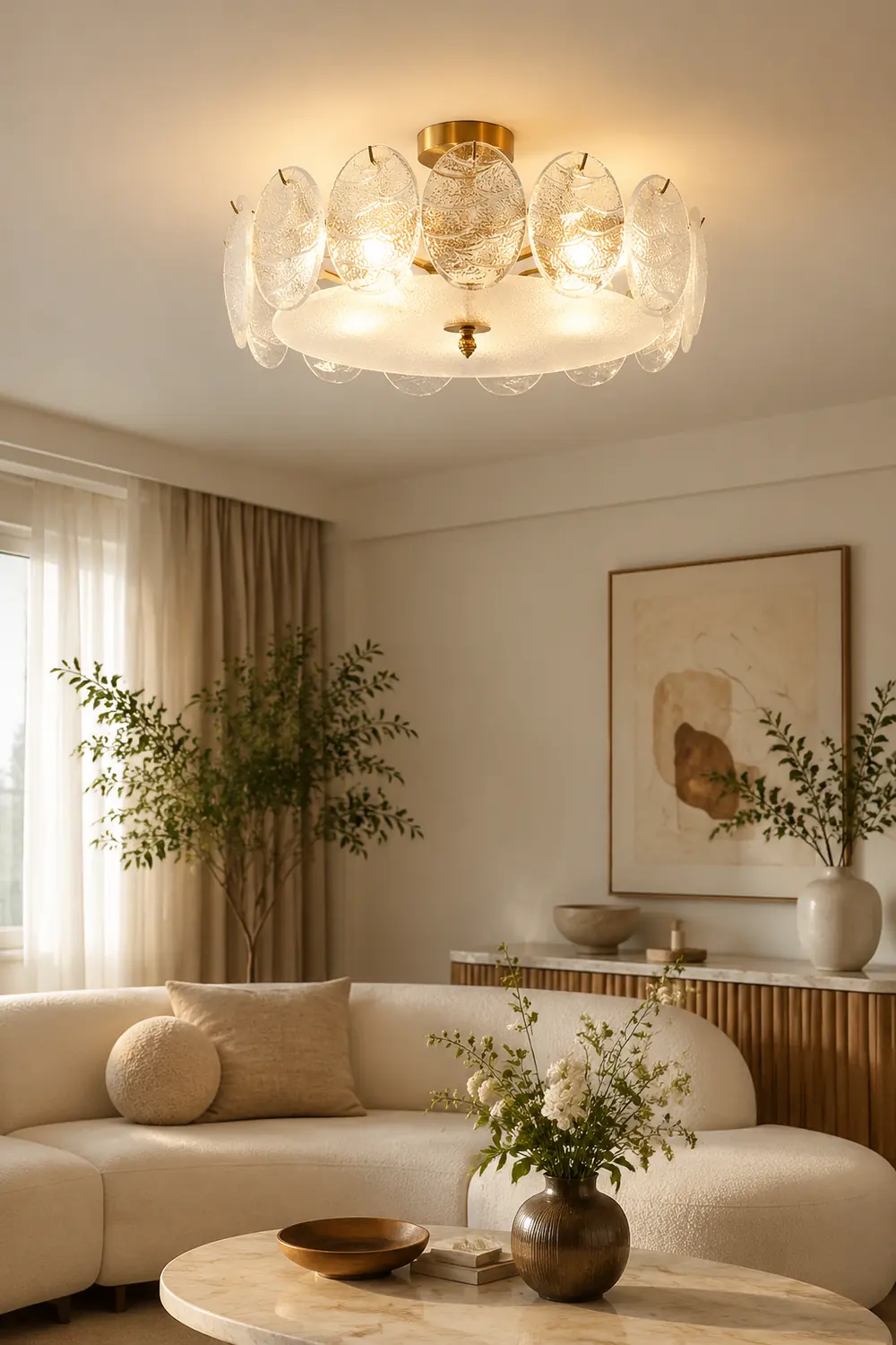 Modern Style Retro Glass Petals Ceiling Lamp - Lumpaz