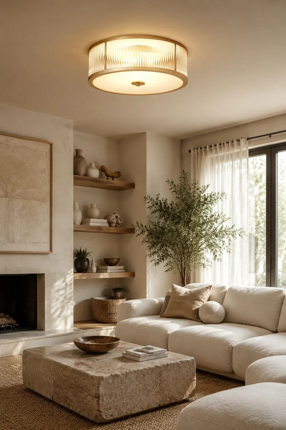 Vintage Round Simple Brass Ceiling Lamps - Lumpaz