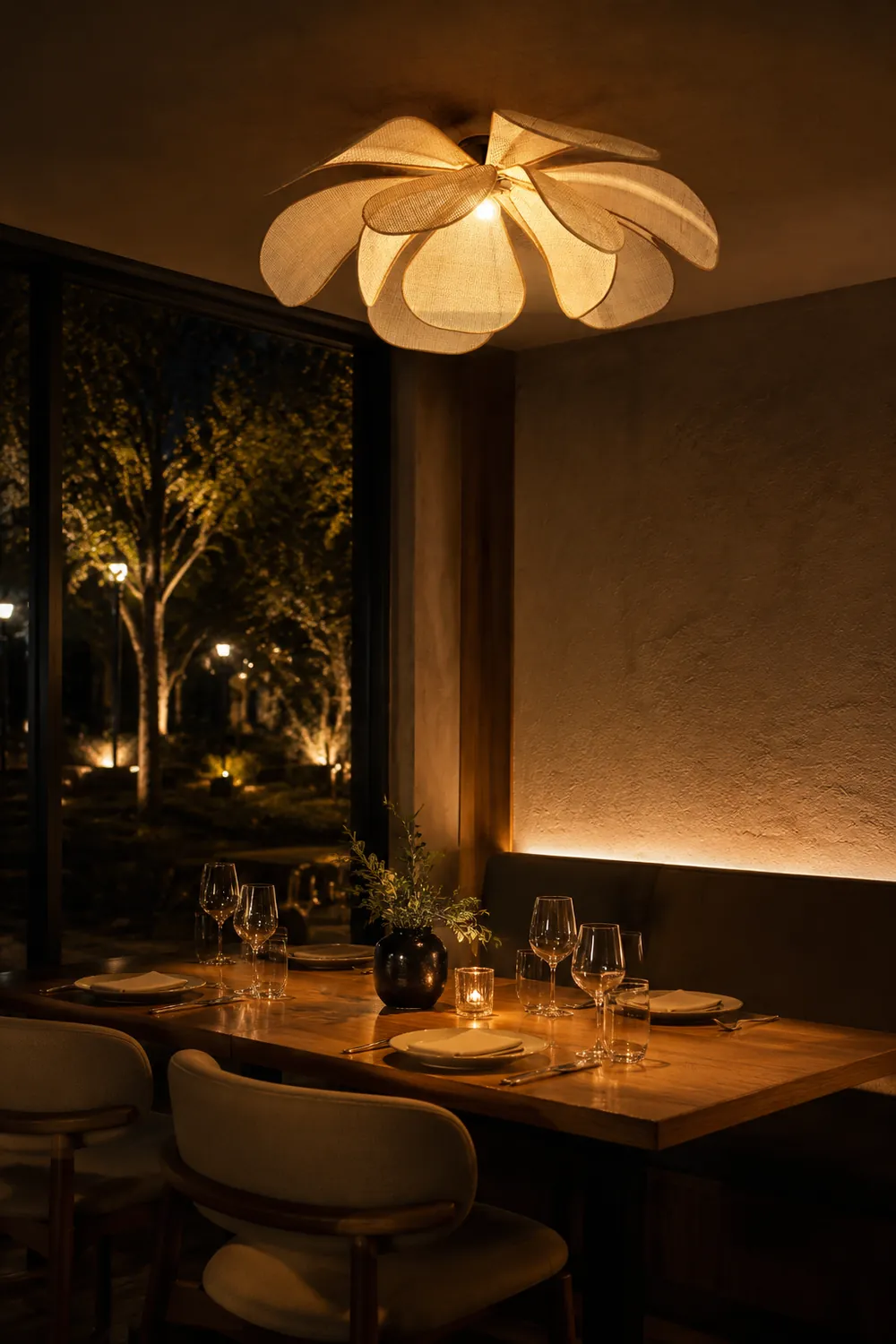 Vintage Petal Rattan Ceiling Pendant Light - Lumpaz