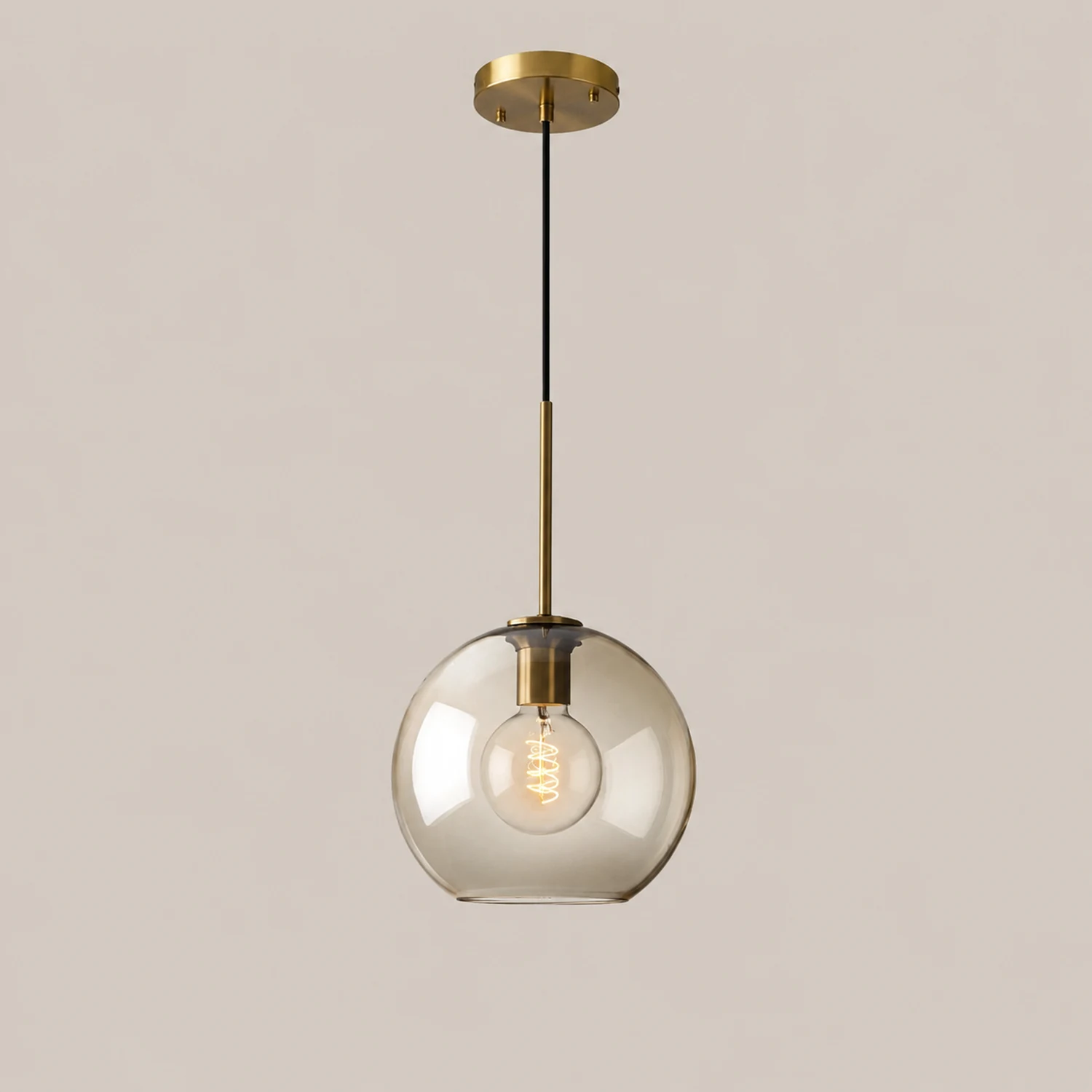 Industrial Amber Glass Pendant Light - Lumpaz