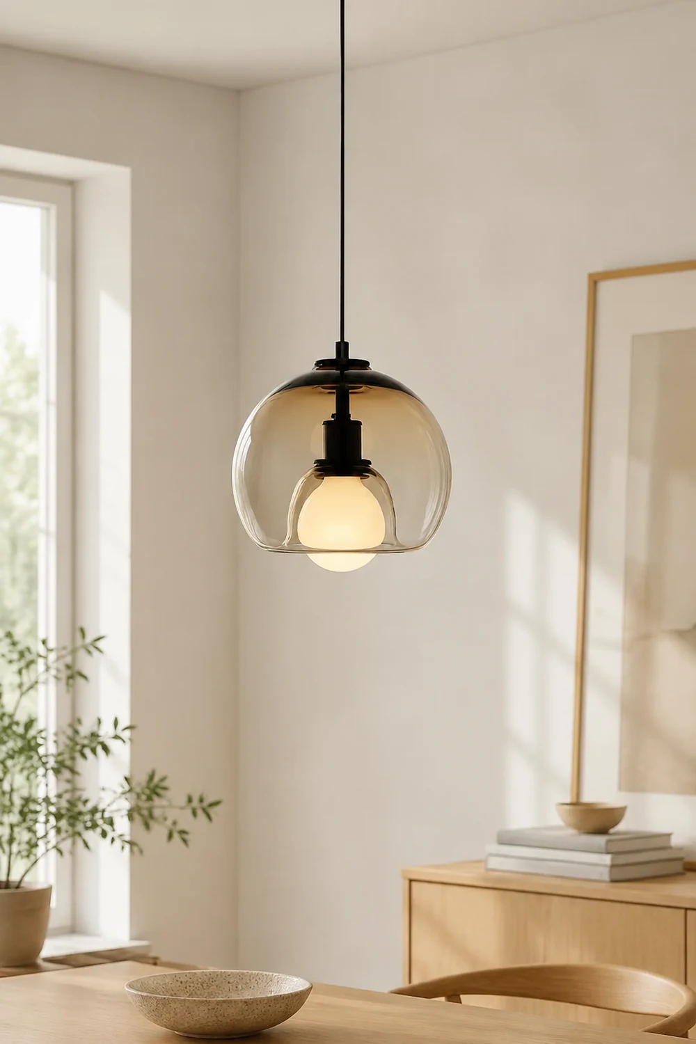 Handblown Stained Glass Orb Pendant Light Lampshade - Lumpaz