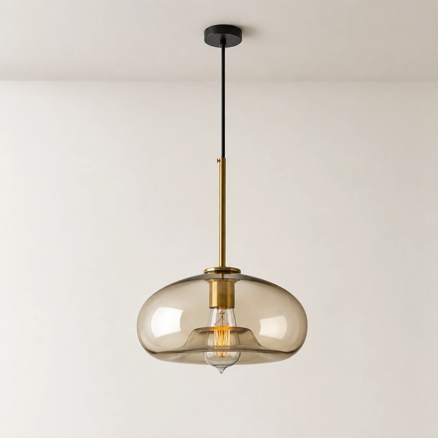 Industrial Amber Glass Pendant Light - Lumpaz