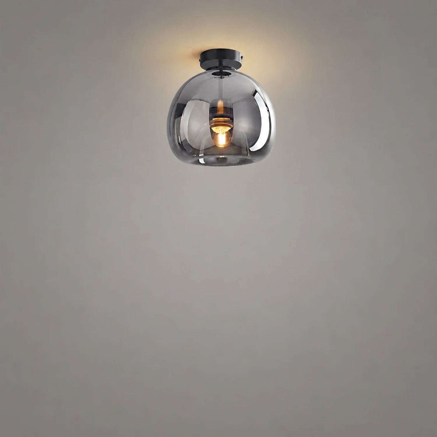 Retro Copper Glass Semi Flush Mount Ceiling Light - Lumpaz
