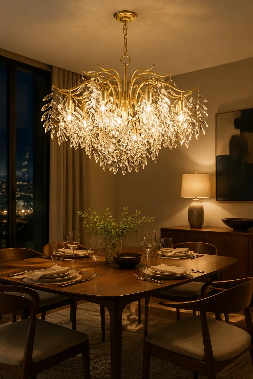 Modern Large Crystal Gold Tiered Dining Room Chandelier - Lumpaz