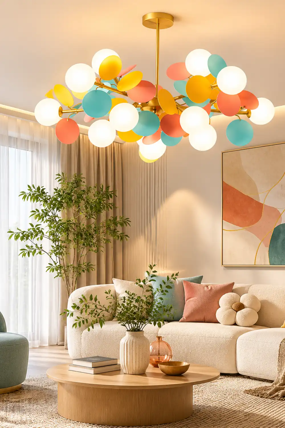 Nordic Multicolored Flower Branch Living Room Chandelier - Lumpaz