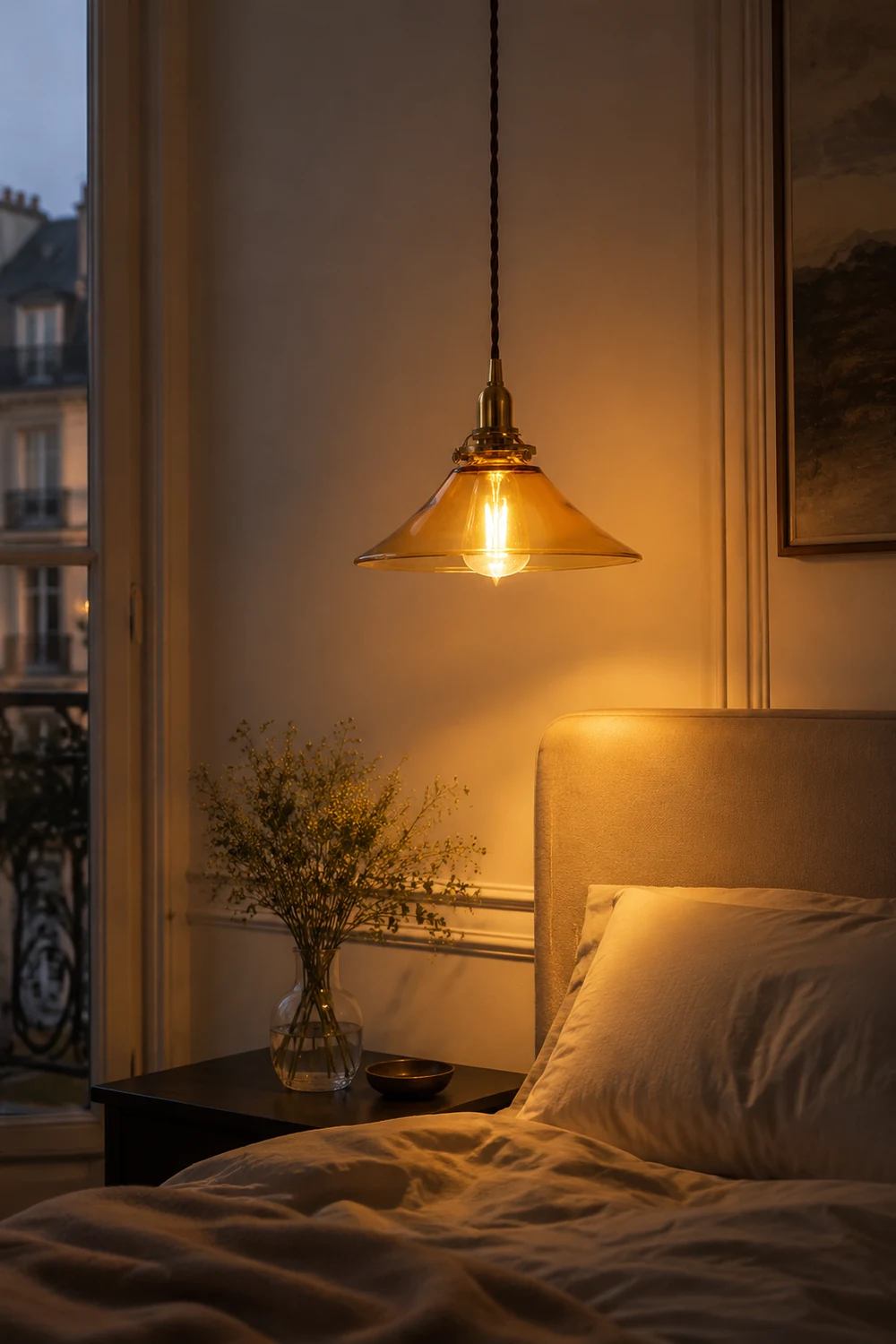 Vintage Single Head Retro Amber Glass Pendant Light - Lumpaz