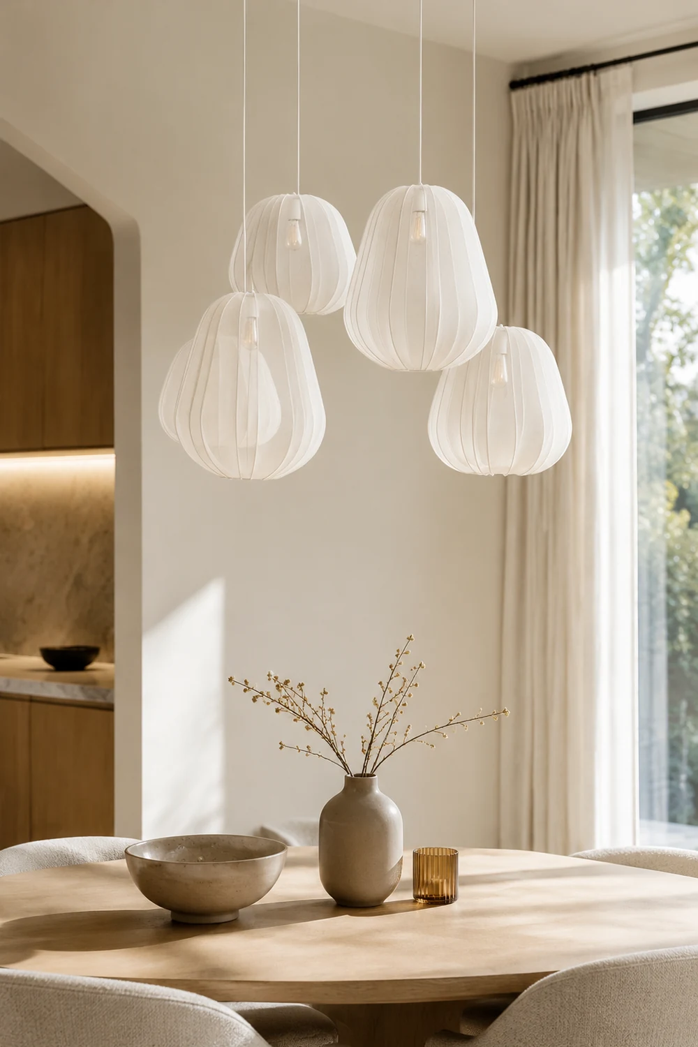 Nordic 1-Light Fabric Lampshade Shade Pendant Lamp - Lumpaz