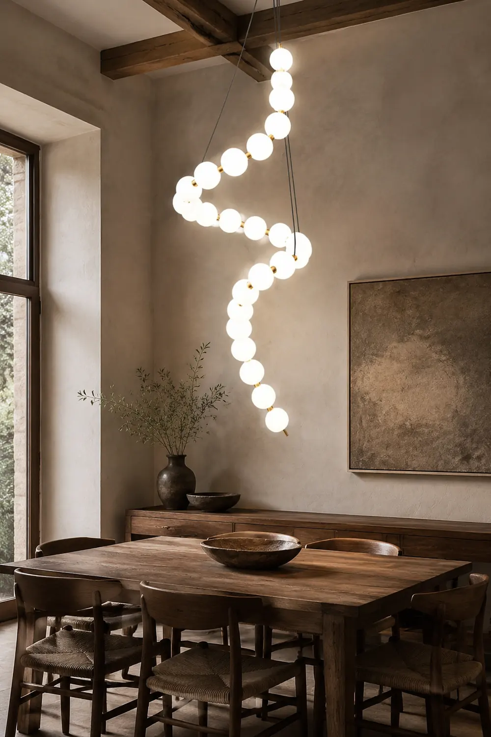 White LED Pearl Necklace Chandelier For Stair - Lumpaz
