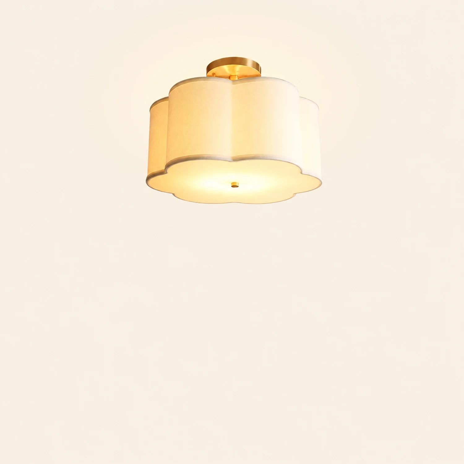 Simple White Flower Semi Flush Ceiling Light For Bedroom - Lumpaz