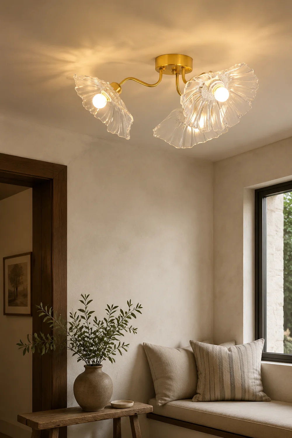 Vintage Lotus Leaf Glass Ceiling Light - Lumpaz