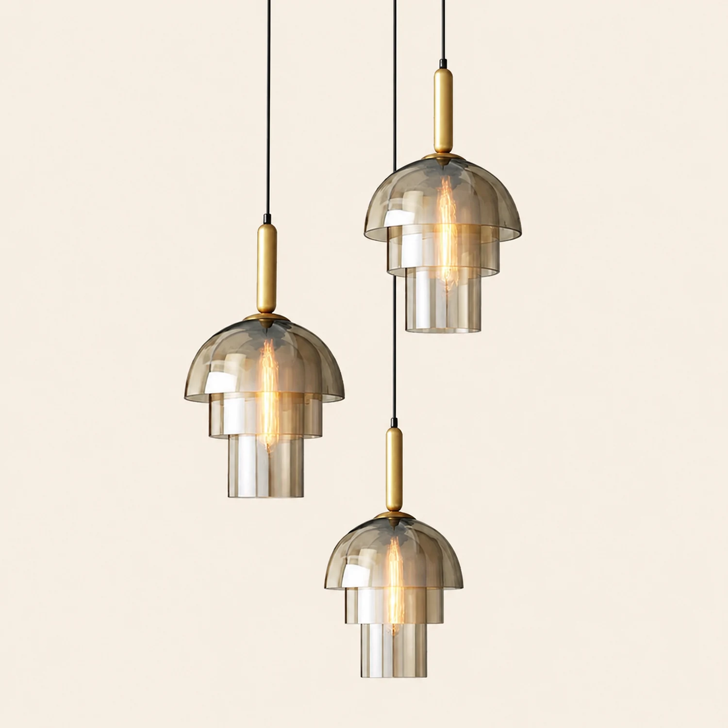 Modern Multi-Layer Glass Dome Hanging Light Fixture - Lumpaz