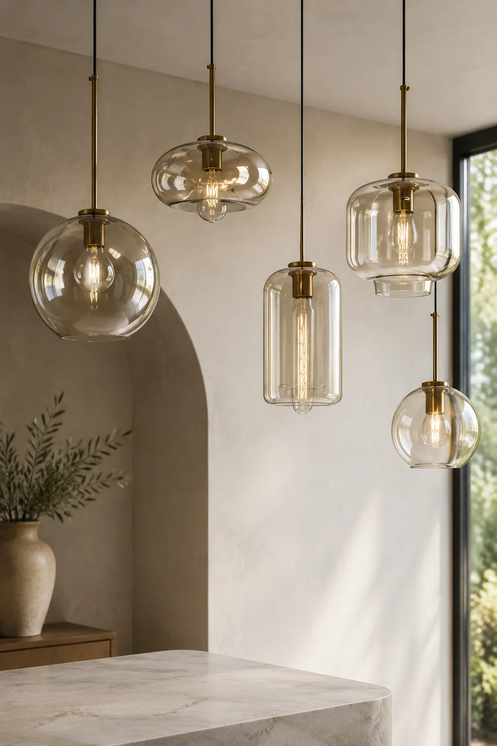 Industrial Amber Glass Pendant Light - Lumpaz