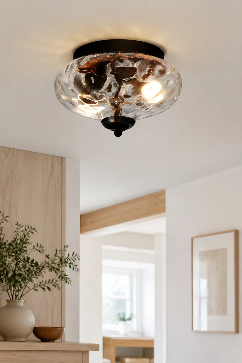 Farmhouse 2-Light Glass Shade Ceiling Light - Lumpaz