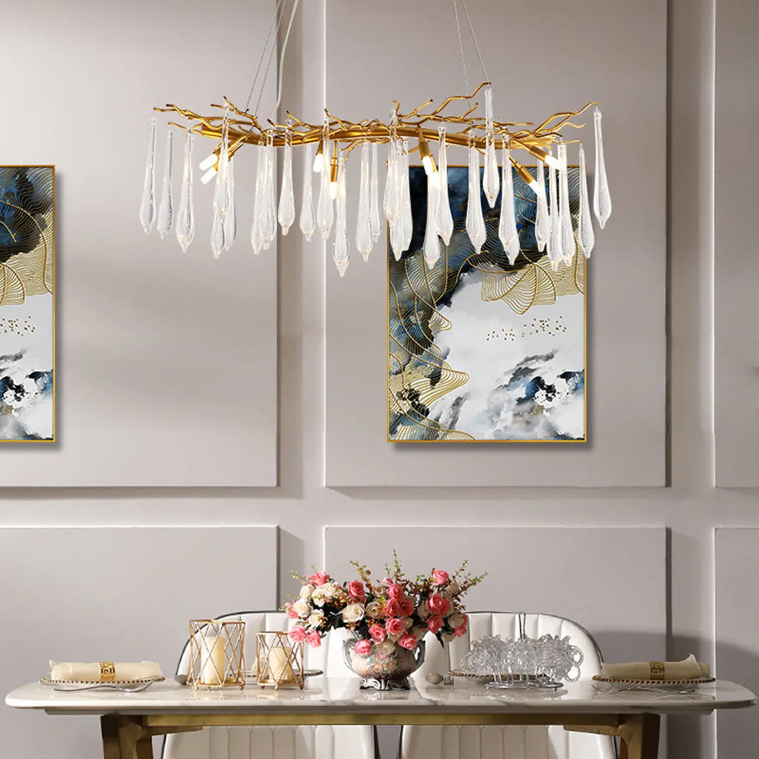 Modern Glass Teardrop Tiered Chandelier - Lumpaz