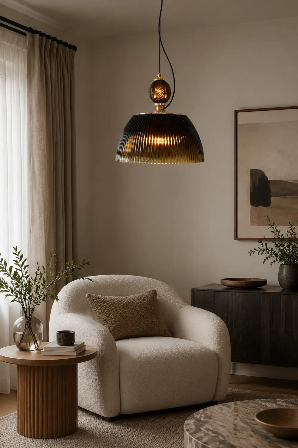 Retro-Inspired Green Glass Pendant Light - Lumpaz