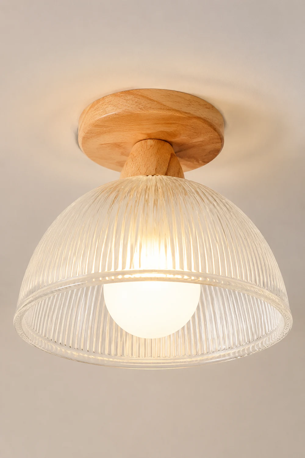 Vintage Solid Wood Glass Ceiling Lamp - Lumpaz