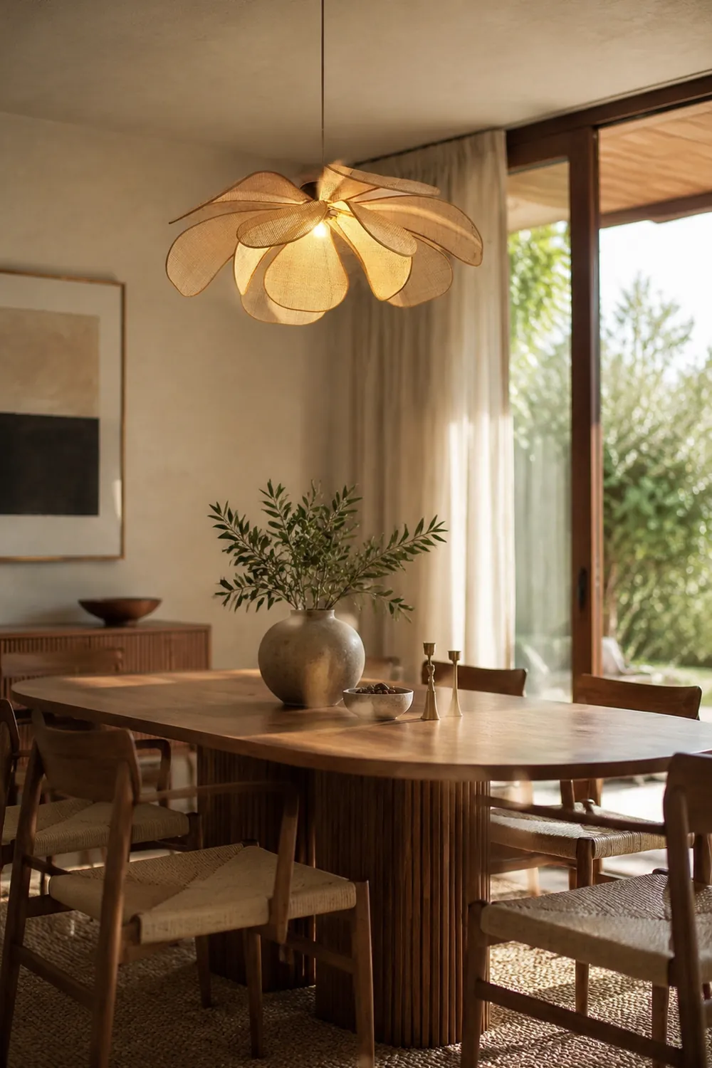 Vintage Petal Rattan Ceiling Pendant Light - Lumpaz