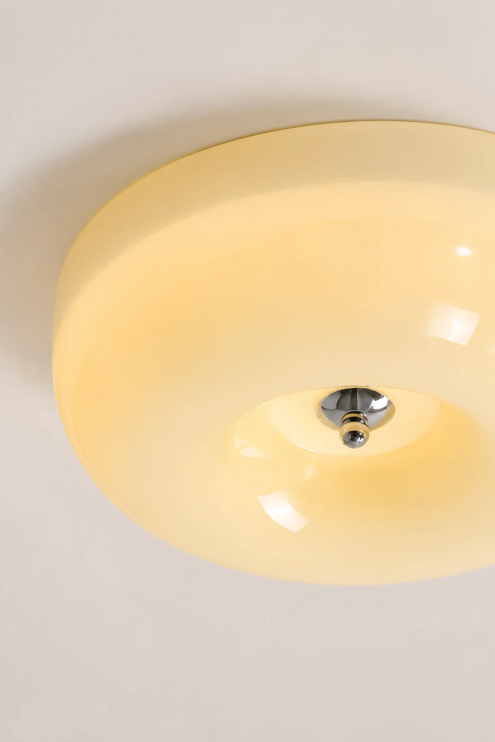 Cream Round Ceiling Lamp Simple Glass Ceiling Light For Bedroom - Lumpaz
