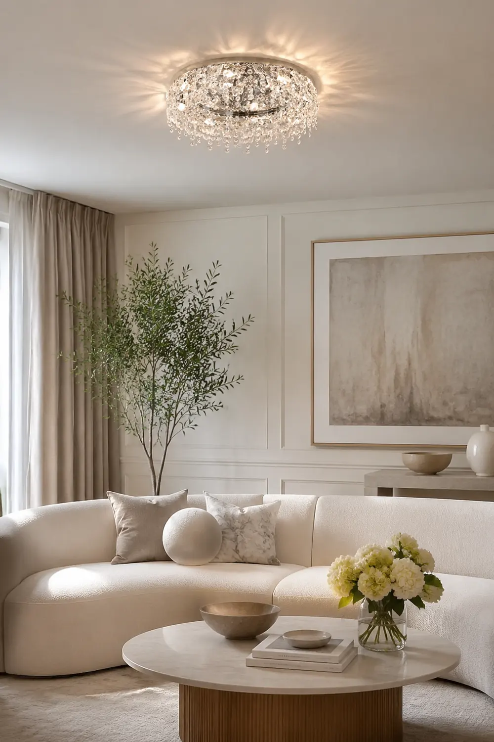 Luxury Crystal Chrome Flush Ceiling Light - Lumpaz