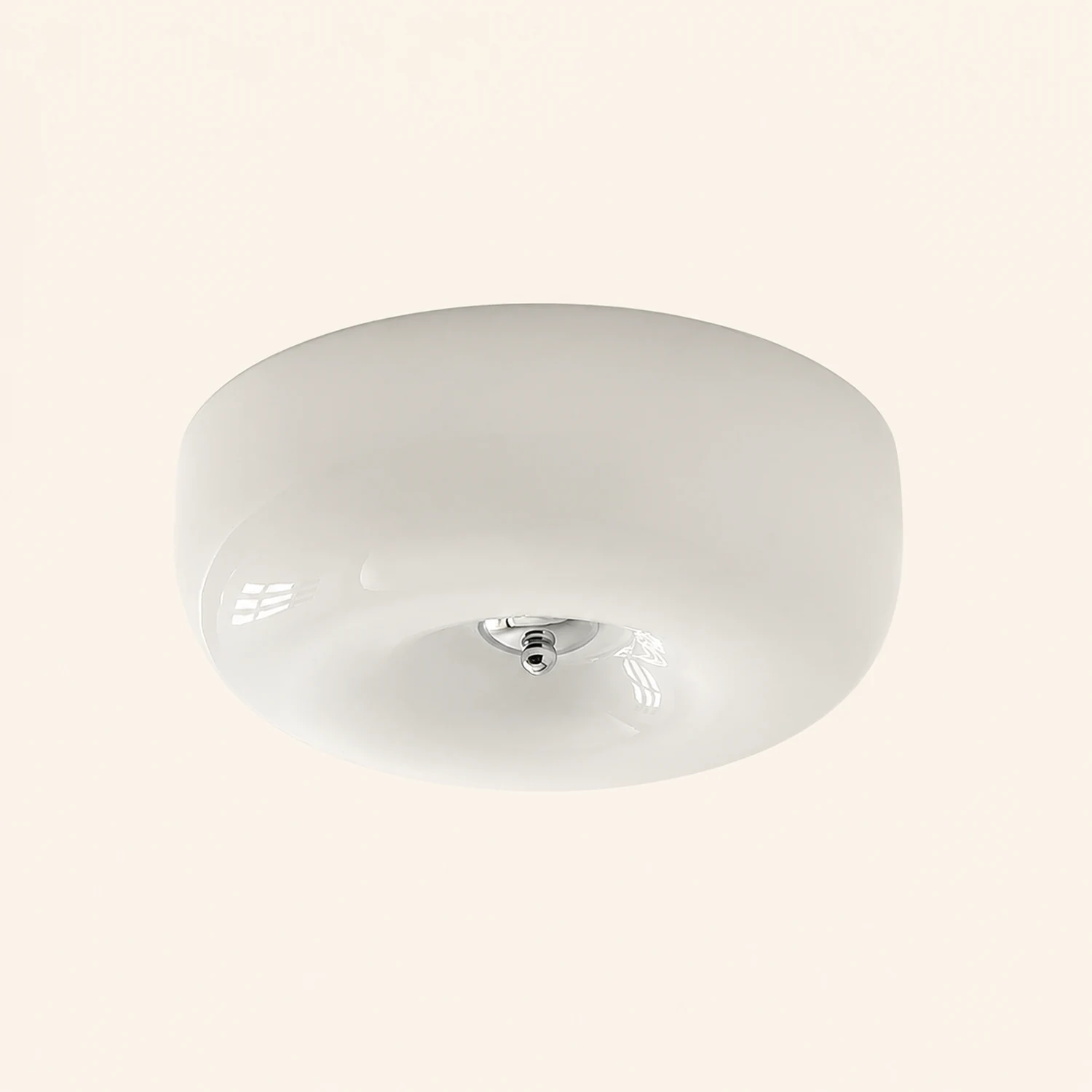 Cream Round Ceiling Lamp Simple Glass Ceiling Light For Bedroom - Lumpaz