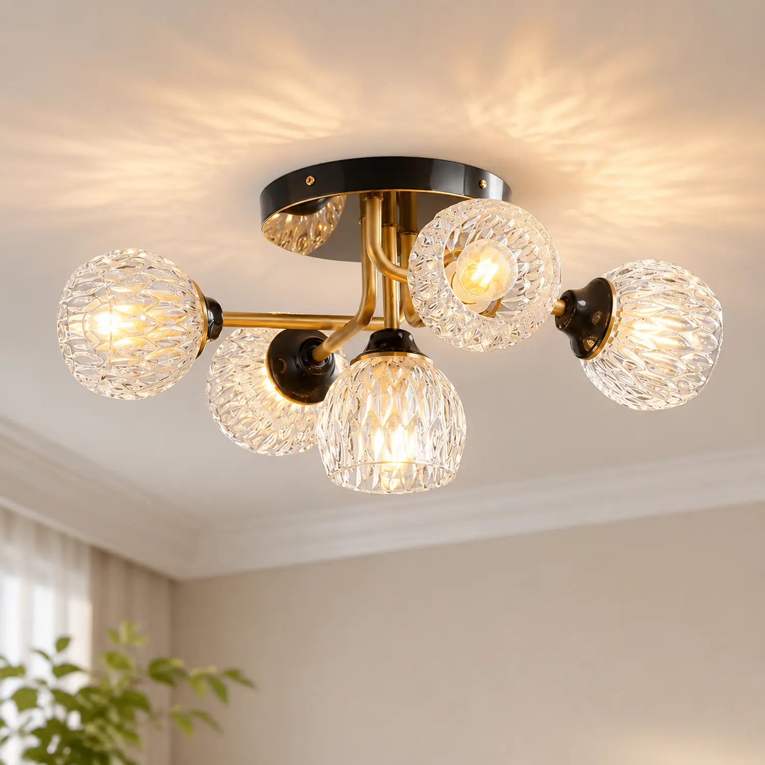 Luxury Copper Semi Flush Ceiling Light - Lumpaz