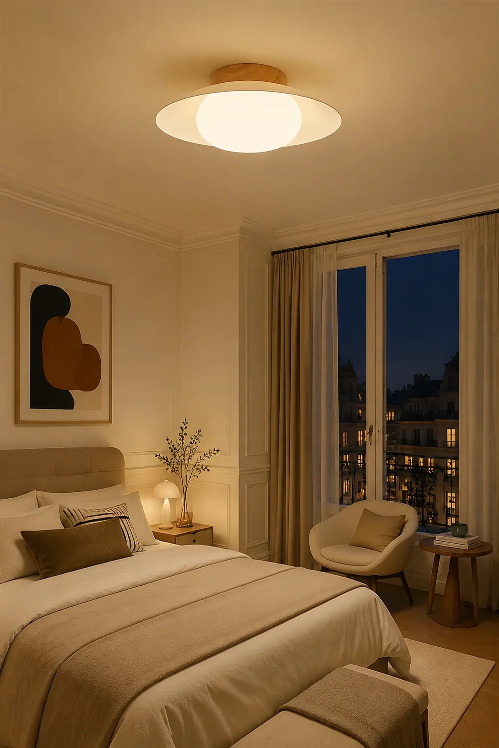 Cream Round White Ceiling Light - Lumpaz