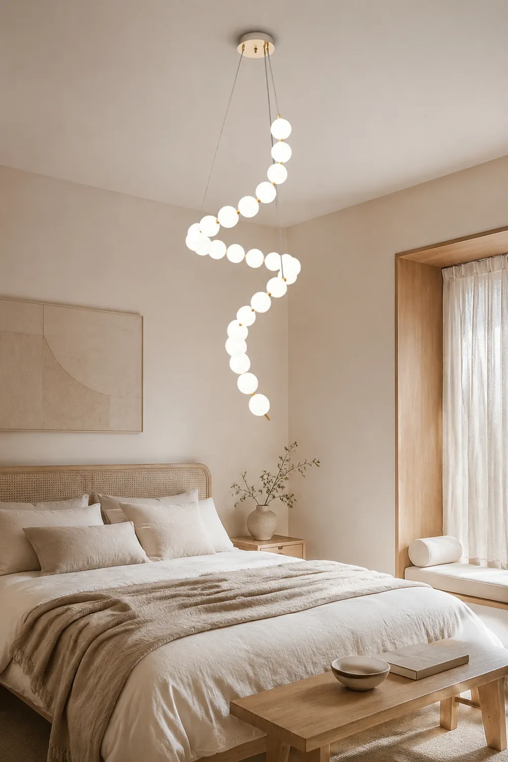 White LED Pearl Necklace Chandelier For Stair - Lumpaz
