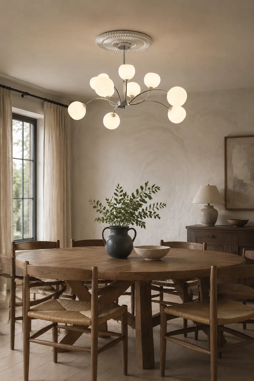 White Glass Globe Sputnik Shape Chandelier - Lumpaz