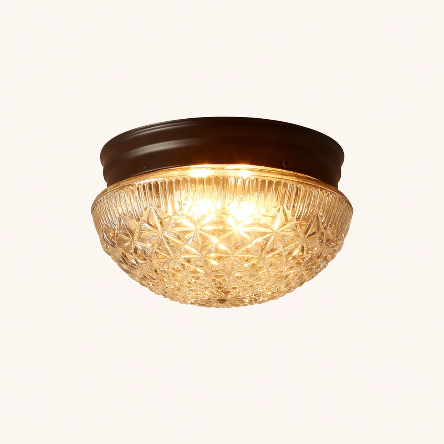 Clear Ribbed Glass Ceiling Light Fixture for Bedroom - Lumpaz