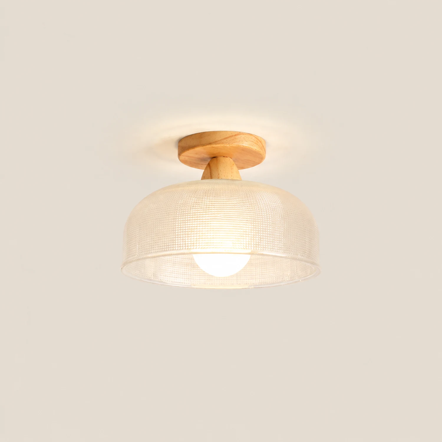 Vintage Solid Wood Glass Ceiling Lamp - Lumpaz