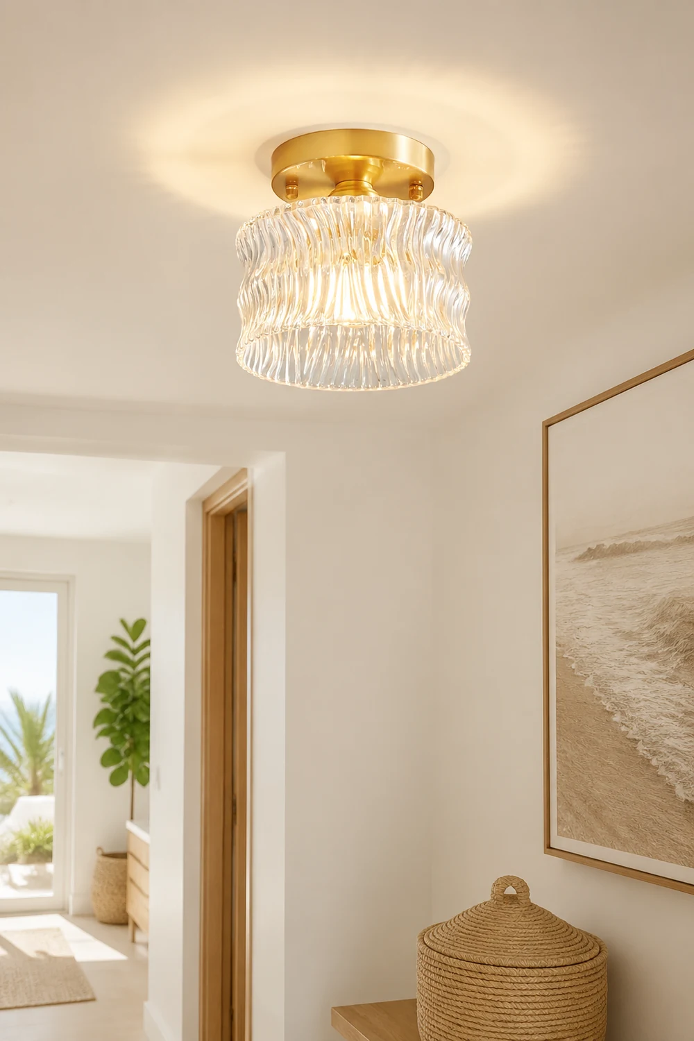 Vintage Crystal Clear Glass Ceiling Light Hallway - Lumpaz