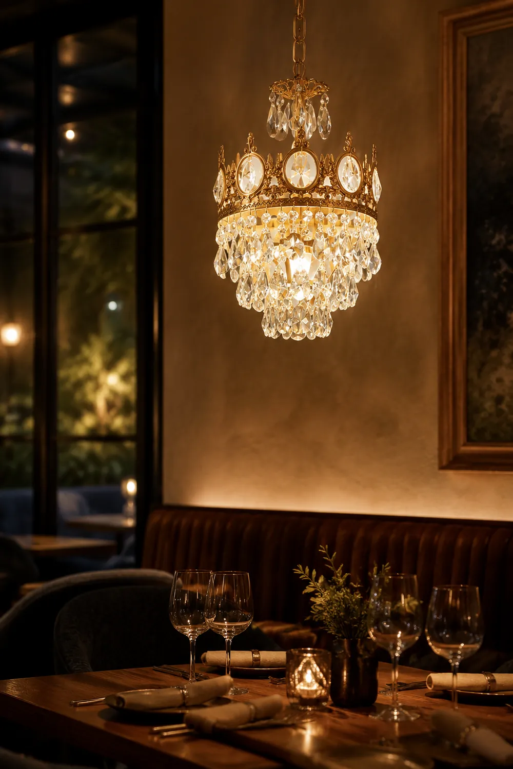 Retro French Gold Crystal Chandelier - Lumpaz