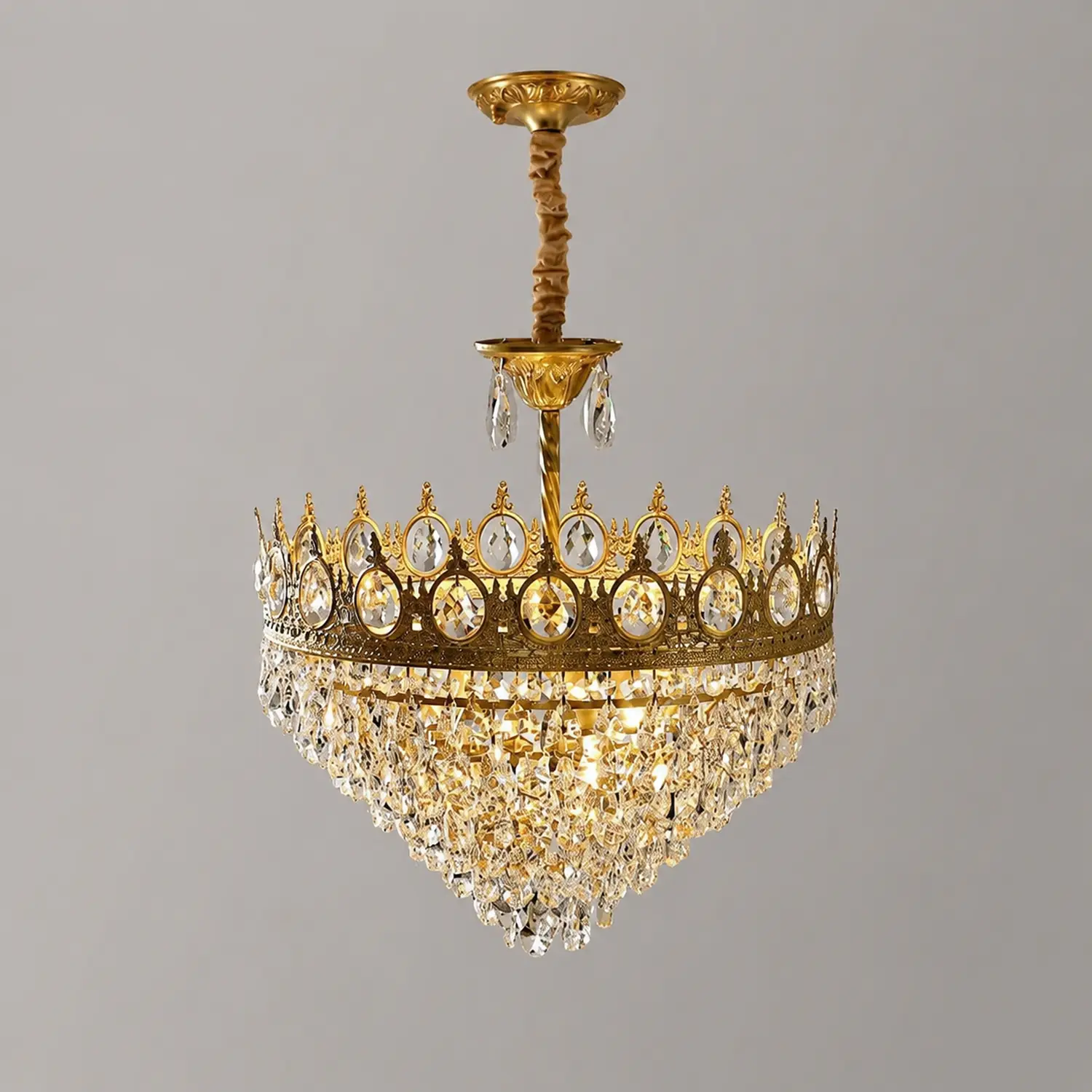 Retro French Gold Crystal Chandelier - Lumpaz