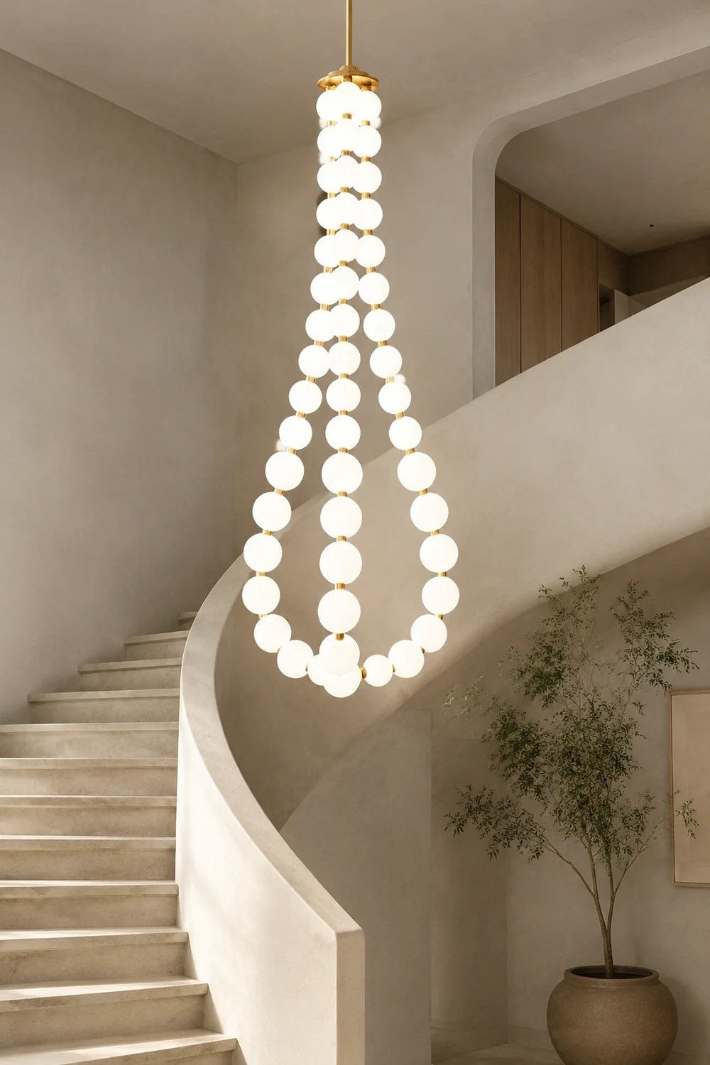 Art Deco White Bubble LED Chandelier For Staircase - Lumpaz