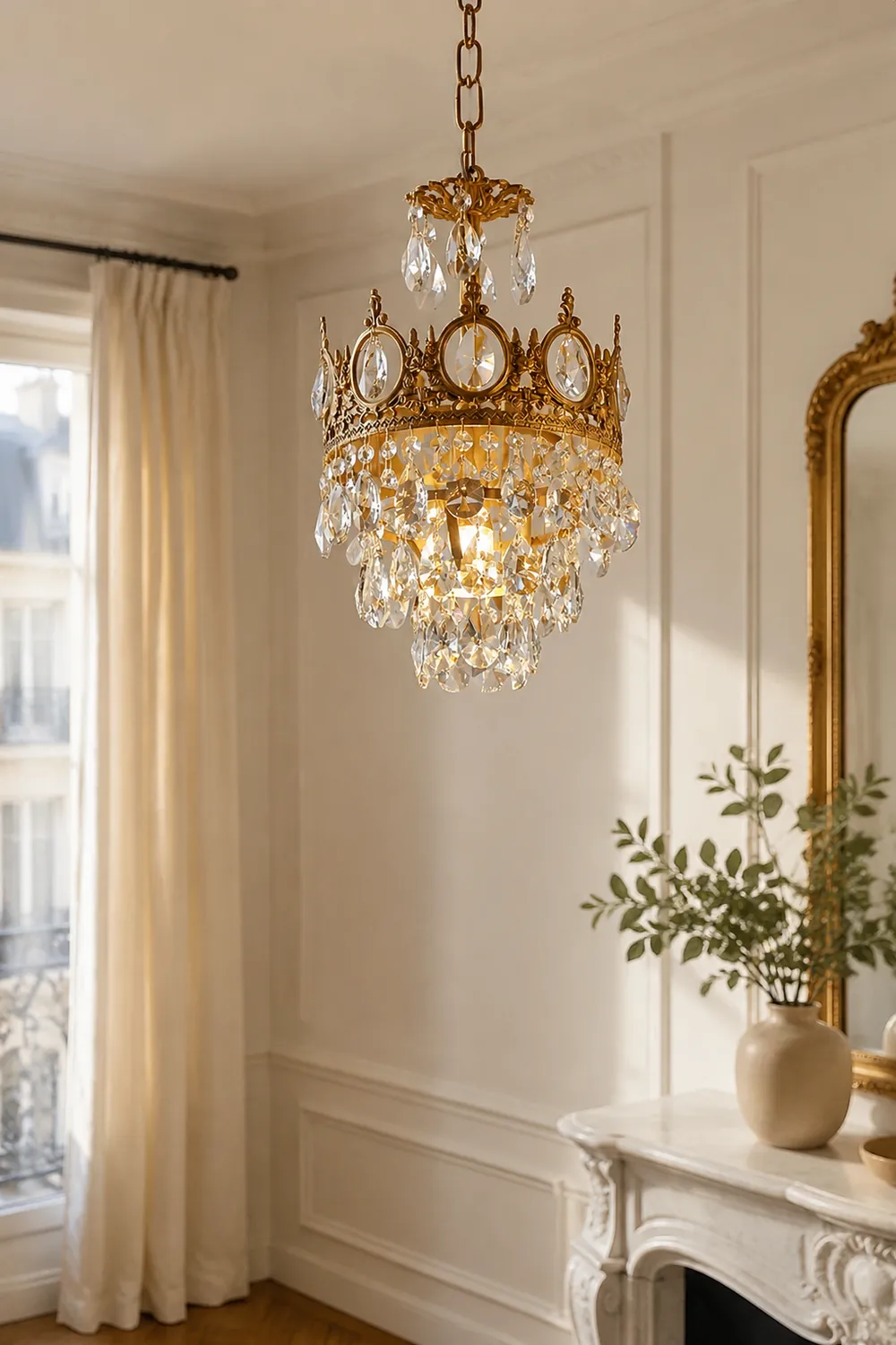 Retro French Gold Crystal Chandelier - Lumpaz