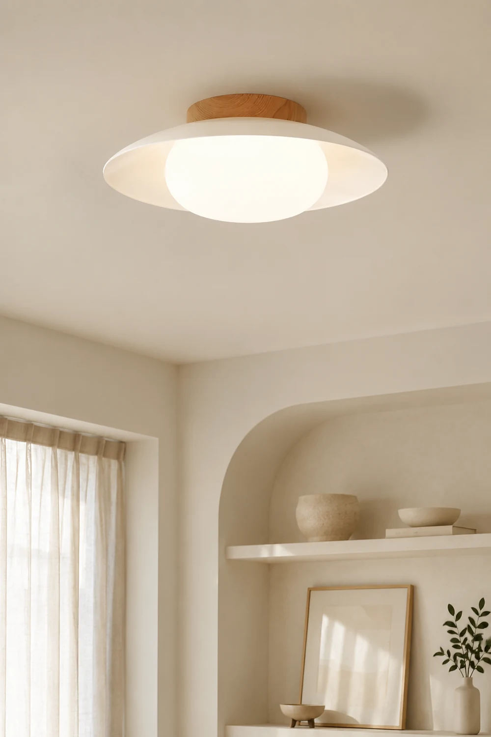 Cream Round White Ceiling Light - Lumpaz